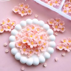 핑크 벚꽃 5송이 초콜릿 케이크 디저트 데코 장식 꽃 24개입 + 꽃잎 72개입, 옵션 16