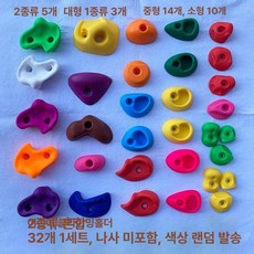클라이밍 블록 암벽 그립 홀드 볼더링 벽타기 등반, 32개 세트 나사 없음