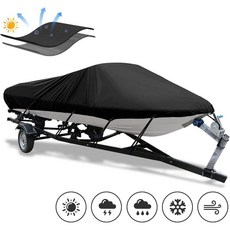 보트 커버 보트커버 낚시 천막 모터보트 카약 덮개 고무 선착장 방수 낚시배, 5. 검정 17-19피트 (600x300)