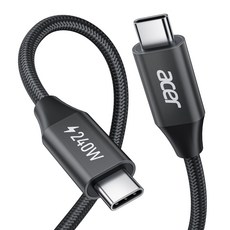에이서 PD 240W C to C 초고속 충전 케이블, 1개, 검은색, 2m