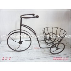 House傢飾 復古鐵製三輪車花器/花架-小(古銅色)#6484【台南佳里 限量款/新發售 】, 1個