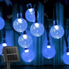 2026년 신제품 태양광 크리스탈 글로브 LED 스트링 라이트 야외 조명 요정 버블 웨딩 파티 장식용, 02 Blue, 03 5M 20LED