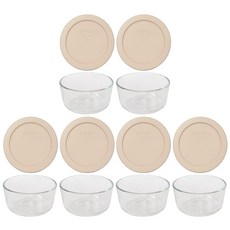 Pyrex 7202 1컵 유리 그릇 6개 및 7202-PC 블러쉬 뚜껑 6개, Pyrex 7202 1컵 유리 그릇 6개 및 7202-