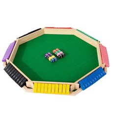 兒童木制雙面數字六面翻牌遊戲棋 親子桌遊酒吧聚會行酒令益智玩具 - 派對必備, 八面彩色翻牌（白盒裝+12顆彩色骰子0, 1個