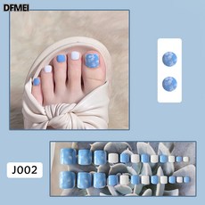 DFMEI 春夏季腳甲諾顧腳指甲貼夏天法式腳趾甲貼片穿戴甲甲片假指甲, 1個, J002天藍暈染(膠水款):如圖