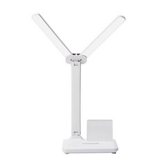 Shipshape 데스크톱 스탠드 학습용 LED 와이드 스탠드 학습 조명 스탠드 조정 가능 시력 보호 수납 필통 USB 케이블, 흰색