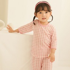 보보 아동용 빈티지 체크 7부 레이온 실내복 세트