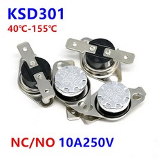 바이메탈 온도 조절기 KSD301 0C 350C 스위치 제어 85C 95C 105C 125C 135C 145C 180C 250C 300C 학위, 1개