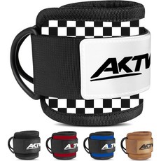 케이블 기계 부착용 AKTV8 발목 스트랩 - 9mm 패딩 네오프렌 커프스 고관절 보호 레그 컬 및 근력 운동 남녀용 헤비 듀티 조절 가능한 체육관, White/Black, Single