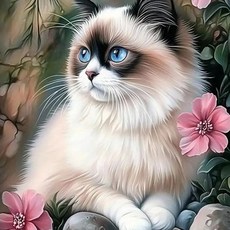 자수 고양이 꽃 모자이크 새끼 풀드릴 아트 페인팅 키트 동물 홈 데코레이션 선물