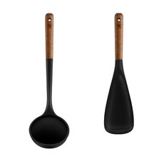 바겐슈타이거 플렉시벨 플래티넘 실리콘 2종, 국자 + 멀티스푼, 블랙, 1세트