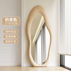 網紅異形全身鏡 雲朵落地穿衣鏡 ins風家用試衣鏡, 【奶茶色】177*75CM【送貨上門】,其他