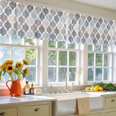 Valance Curtains Moroccan Lattice Texture Window Treatments for Living Room Bathroom Light Filteri