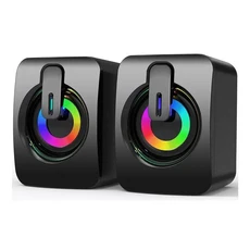 컴퓨터 스피커 PC 사운드 박스 HIFI 스테레오 마이크 USB 유선 Caixa De Som 노트북 데스크탑 용 LED 조명, 01 LED No Bluetooth, 01 LED No Bluetooth