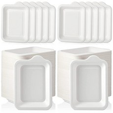 Remerry 1000피스 소형 10.2cm(4인치) 종이 접시 벌크 일회용 화이트 스퀘어 디저트 케이크 파티 스낵 사탕수수 바개스 섬유 웨딩 생일 저녁 식사 졸업식 반려동물, 300