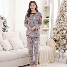 겨울 극세사 수면잠옷 상하의 세트 밍크 파자마 실내복 따뜻한 홈웨어