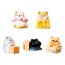 귀여운 고양이 피겨 미니 피규어 5개 세트, 고양이 5마리 세트 믹스 컬러