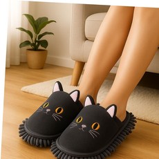 걸레슬리퍼 리부 LYVOO 청소 슬리퍼 걸레실내화 극세사청소 거실청소실내화 청소실내화 그레이, 청소슬리퍼 고양이 그레이, 1
