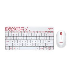 Logitech 羅技 MK240 NANO 無線鍵盤滑鼠組 白色/紅邊 防濺 耐用設計 公司貨, 無數字鍵盤