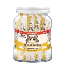 MOKA 摩卡喵 鮭魚佐蜂王乳 純肉泥 桶裝 60入, 900g, 1個, EMK-C208 鮭魚佐蜂王乳