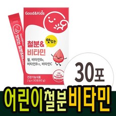 어린이 초등학생 철분 비타민 딸기맛 분말 가루 스틱형, 2g