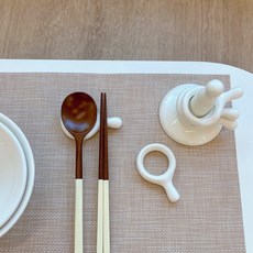 A의취향 화이트링 수저받침 +거치대 세트, 1세트