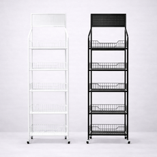 제이엘 이동식 스낵바 스낵 선반 트롤리 매대 5단 대형, 블랙