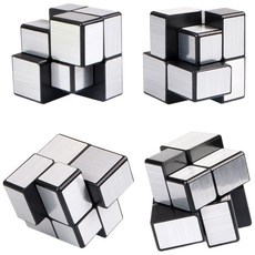 小小店舖 奇藝 二階鏡面魔術方塊 可8顆拼裝 異形魔方 益智玩具 速解彈簧, 二階鏡面黑銀