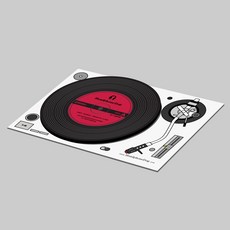 HeadphoneDog 黑膠旅人明信片杯墊組, 1個, 黃灰