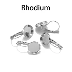 라운드 도금 카보 숑 카메오 트레이 설정 귀걸이 프랑스 레버 백 보석 용품 8 10 12 14 16 18 20 25 mm, 05 12mm x 10pcs, 07 Rhodium