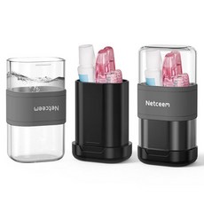 칫솔 여행용 케이스 키트 휴대용 접이식 칫솔 홀더 및 치약 커버 용기 구강 세정제 컵 포함 여행 욕실 캠핑 출장용 구강 청소 도구 정리함(1팩), Grey