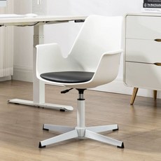 심플 회전식 컴퓨터 그레이 팔걸이 높이조절 의자 쿠션, 팔걸이 없음, 스완체어화이트등받이블랙쿠션있음