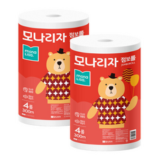 점보롤 화장지 2겹 300m x, 1롤, 2세트, 1cm