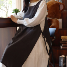 純棉圍裙 三色可選, 黑色