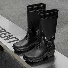 男士野釣加厚高筒雨鞋 耐磨防滑防水釣魚水鞋 工地勞保膠鞋, 全黑218-,42, 42