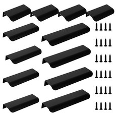 가구용 플랩 손잡이 서랍 손잡이 히든 인텍 손잡이 알루미늄 장롱 손잡이 12pcs 블랙 80mm/120mm/150mm+나사 24개, 1개