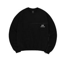 오와이 지퍼 로고 맨투맨-블랙