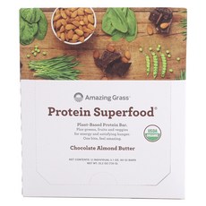 Amazing Grass 蛋白棒 巧克力杏仁奶油味, 12個, 60克