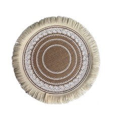 책상커버 무독성매트 패션 등나무 삼발이 매트 단열 수제 코튼 원형테이블매트 식탁패드, 1개, 화이트 루소 2개 38cm 물세탁 불가