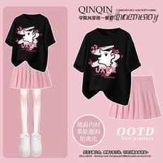 賣場優選童裝 女童套裝 女童夏裝套裝2025韓係新款兒潮流中大童jk百褶裙公主風奈斯套裝