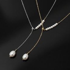 연장 심플 써지컬 목걸이 언발란스 담수진주 초커