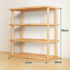 다용도 대나무 선반 책상 베란다 주방 수납장 미니 수납 선반, 4단, 원목색