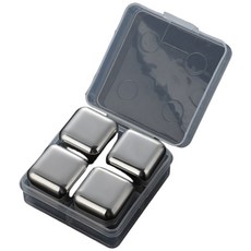 304不鏽鋼冰塊【4入組 送盒子】不鏽鋼保冰塊 威士忌冰塊, 1套