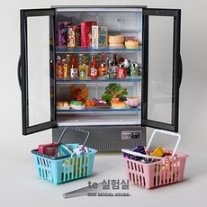 편의점 미니어쳐 냉동고 플라스틱 액세서리 가구 장식 가챠 미니어쳐가구 일본 자석 슈퍼마켓, 기본 모델명/품번, 진회색 + 80 식품 장난감 + 2개 쇼핑