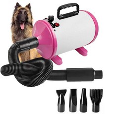 굴루치 고속 반려견 그루밍 건조기 조절 가능한 온도 및 4개 노즐이 있는 반려동물용 스피드 헤어 드라이어, White Pink