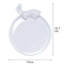 미술도구 미술용품 달 토끼 모양 세라믹 팔레트 수채화 그림 귀여운 붓 거치대 흰색 도자기 청소하기 쉬운 용품, 1개