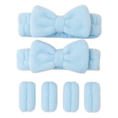 리본 세안밴드 1+1 여성 남자 손목 세안용 헤어밴드, 2세트, 블루