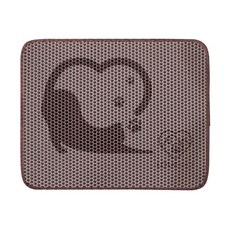 LOVE PET 寵愛 雙層貓砂墊 貓咪圖案 超大加大防水集砂墊, 1個, 咖啡色,（S）40x50cm, 咖啡色