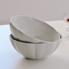 로얄포드 오븐 전자레인지 식기세척기 사용 가능 코지 면기 그릇 세트, 1세트, 크림 화이트 2P