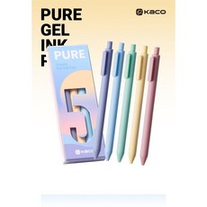 KACO 번지지 않는 퀵 드라이 젤펜 5색 볼펜 0.5MM, 1개, 5색볼펜